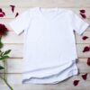 Placeit-Women T-shirt mockup with red peony