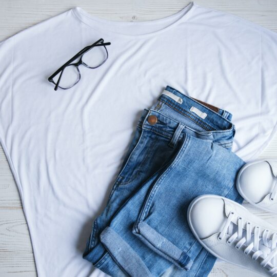 Stylish female clothes set.